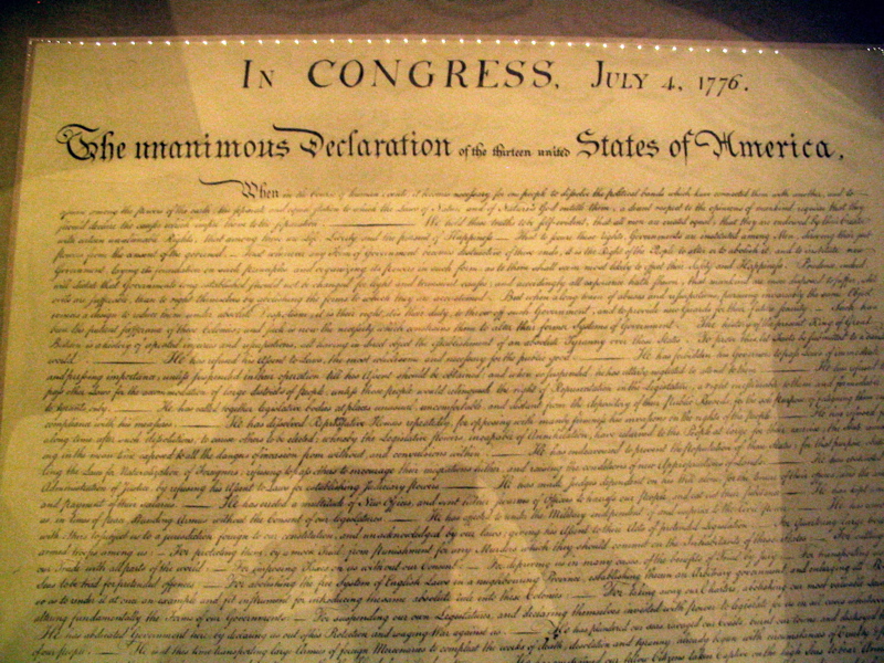 Declaration of Independence, facsimile, closeup