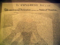 Declaration of Independence, facsimile, closeup