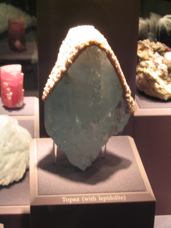 Topaz with a lepidolite wig