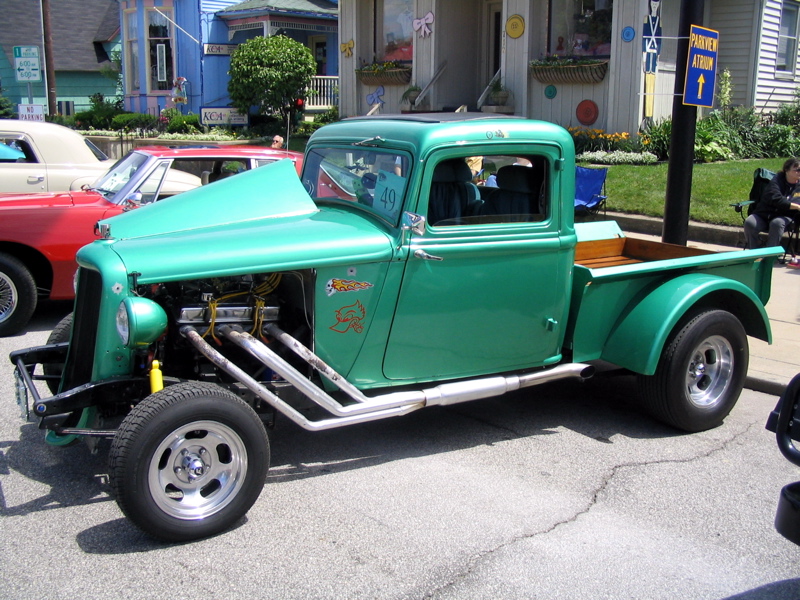 Green Ford Pickup (with bullet holes?)