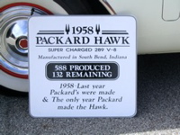 White 1958 Super Charged Packard Hawk
