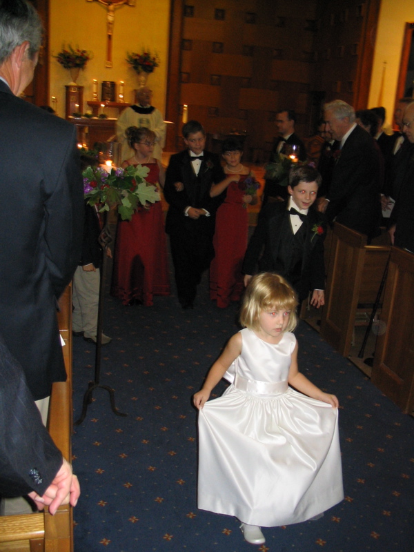 Front to back:  Jessica Zehner, <ringbearer>, Elise Hoover, Dennis Cooney, and Mary Grace Cooney