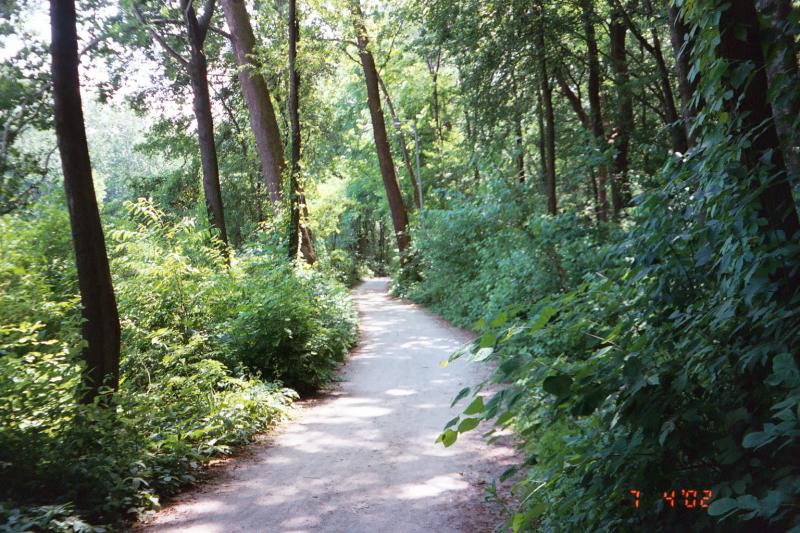 Turn ninety degrees right, and it's the path around the lake. Very pretty.