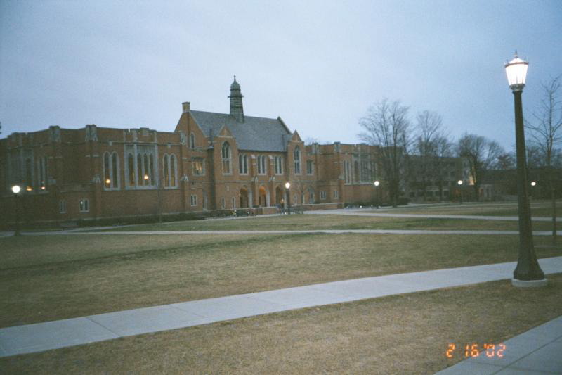 This is the dining hall. Building with the ball is behind me.