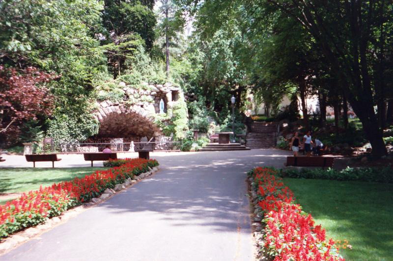 This is the Grotto. People light candles in it and pray in front of it.