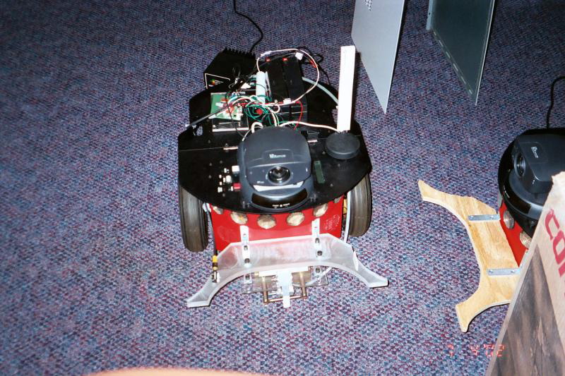 This is one of the robots, p2r1. That thing in front is the kicker, as are the wires on top.